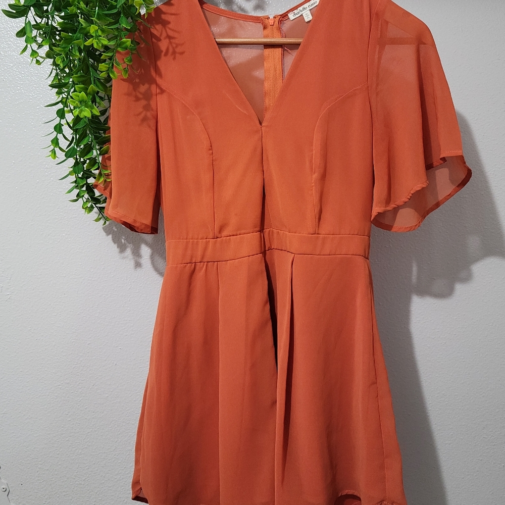 Short deep orange romper